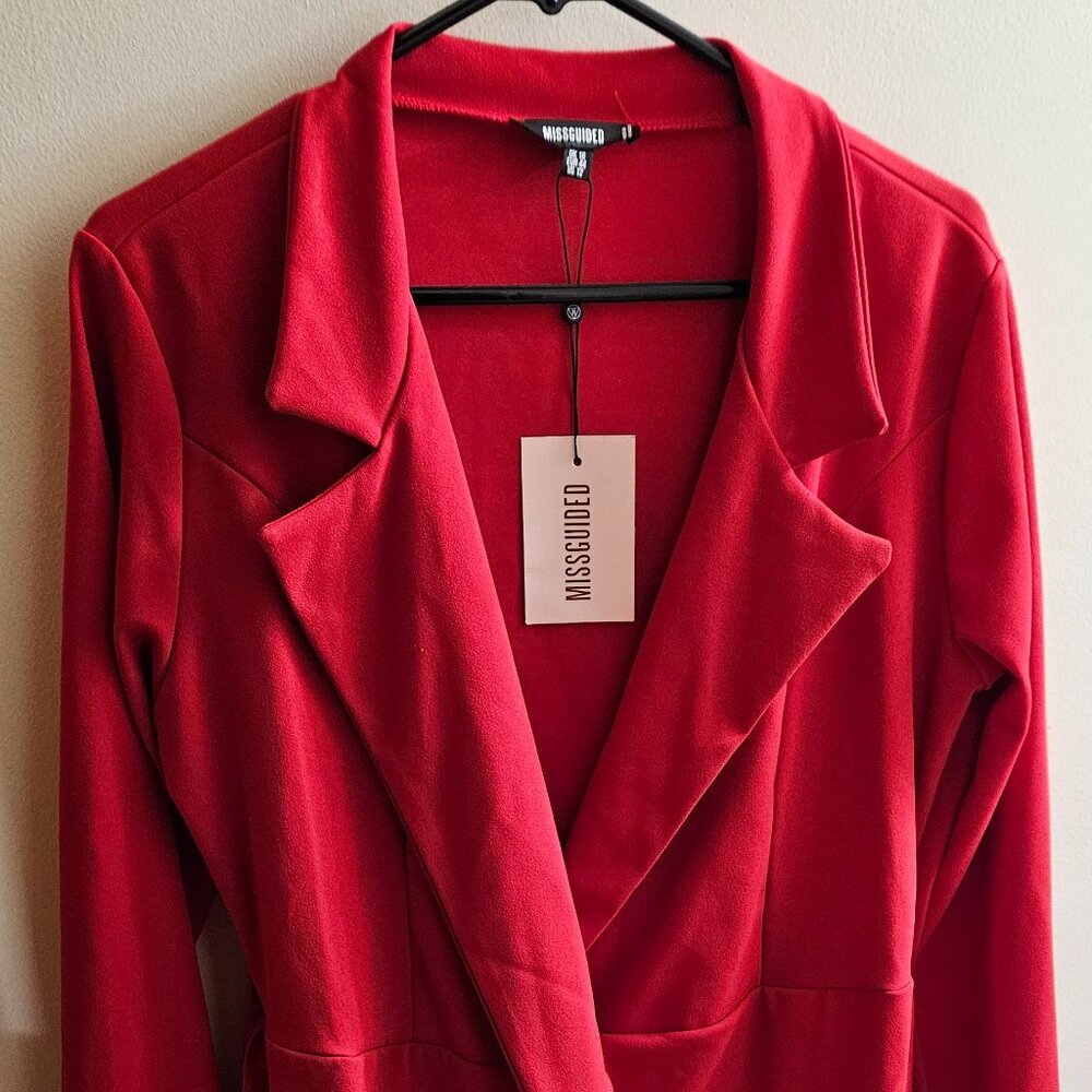 Size 16 Missguided Red Stretch Suit Mini Dress